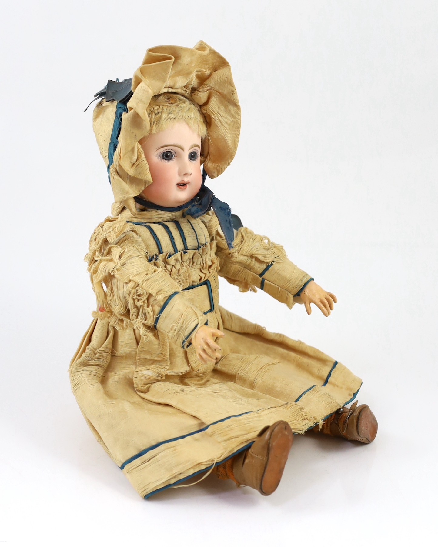 An Henri Alexandre Bébé Phénix pressed bisque doll, French, 1889, 16.5in.